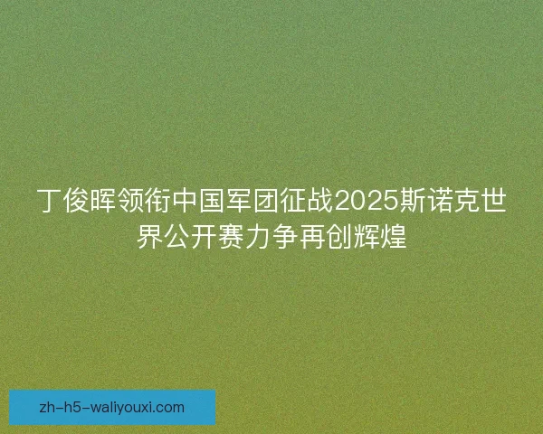 丁俊晖领衔中国军团征战2025斯诺克世界公开赛力争再创辉煌